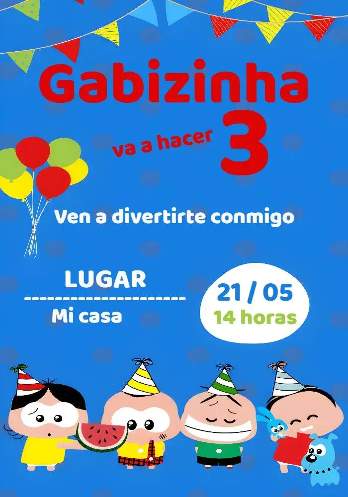 Invitación Turma Da Mónica Toy Online – tema Cumpleaños Infantil colorido, divertido, infantil, ilustraciones, personajes, juguetón
