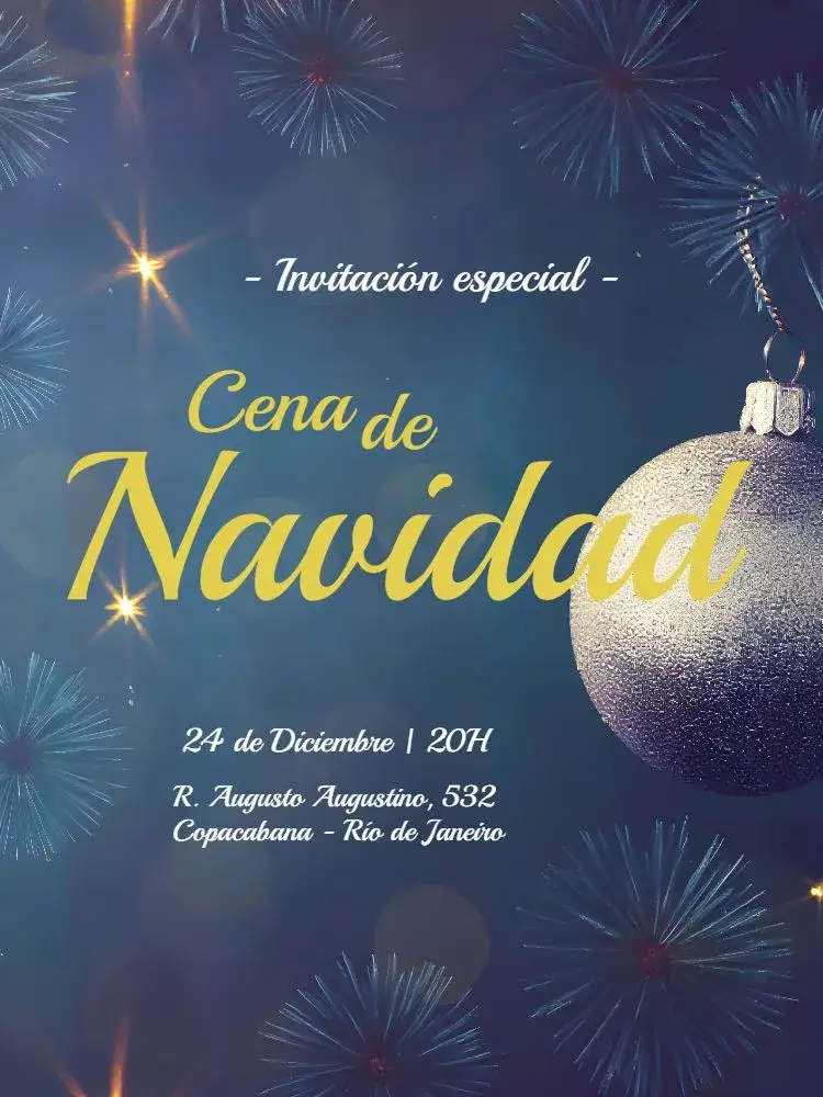 Invitación Tarjeta de Navidad Adorno – tema Fechas Conmemorativas azul, blanco, dorado, festivo, contemporáneo, elegante