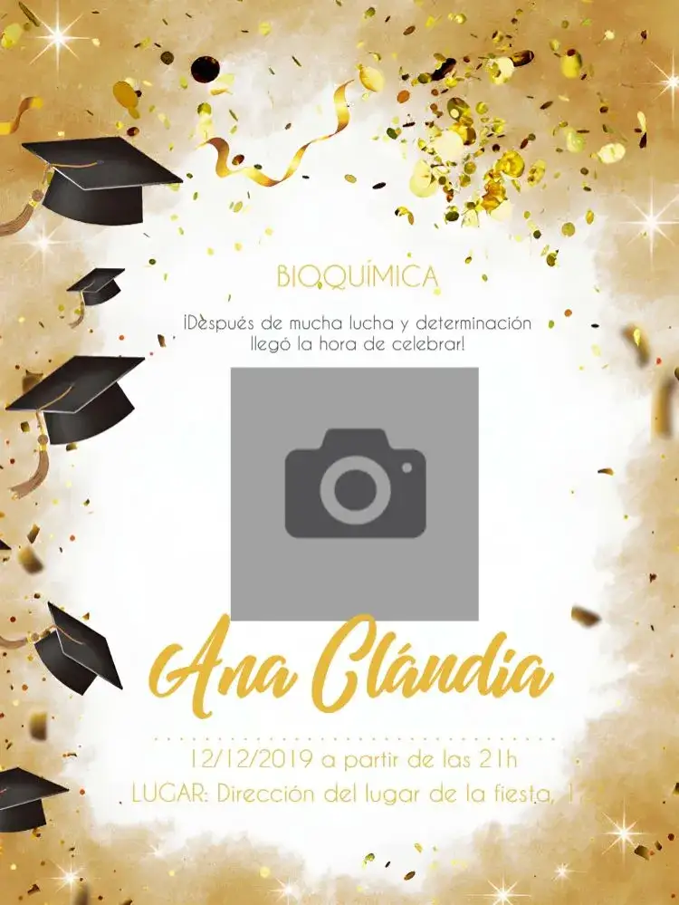 Invitación Graduación Bioquímica Con Foto Blanco – tema Graduación elegante, moderno, dorado, blanco, minimalista, sutil