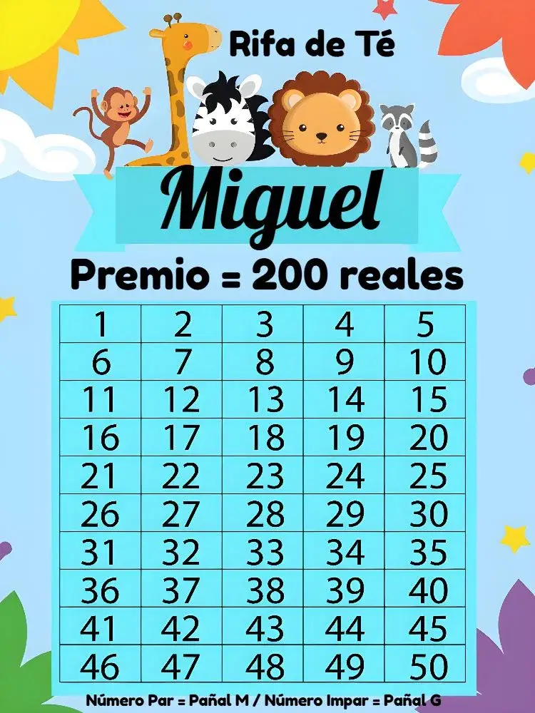 Invitación Chá Rifa Safari Selva
