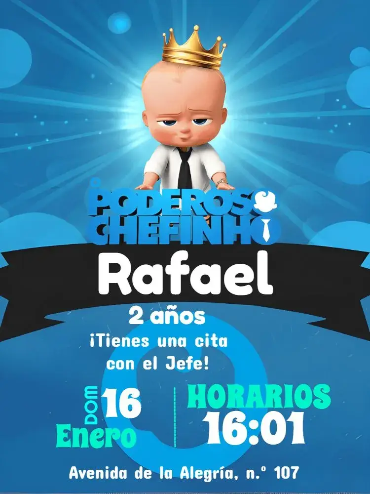 Invitación Jefe Bebé Blanco Poderoso