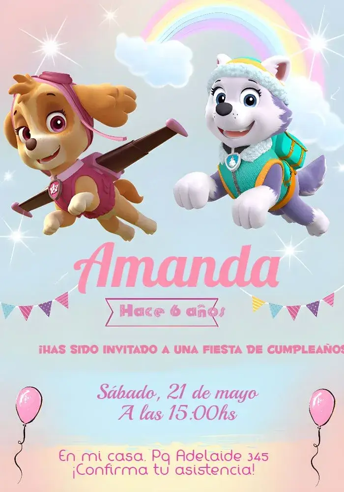 Invitación Patrulla Canina Rosa