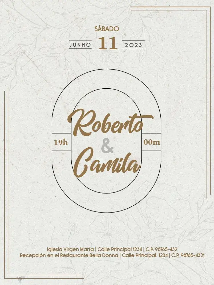 Invitación Boda Moderna Y Minimalista Beige