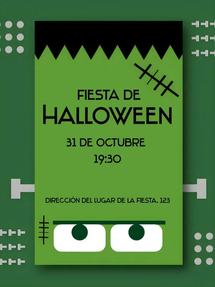 Invitación Halloween Verde – tema Fechas Conmemorativas verde, fiesta temática, temática, vibrante, ilustraciones de Halloween