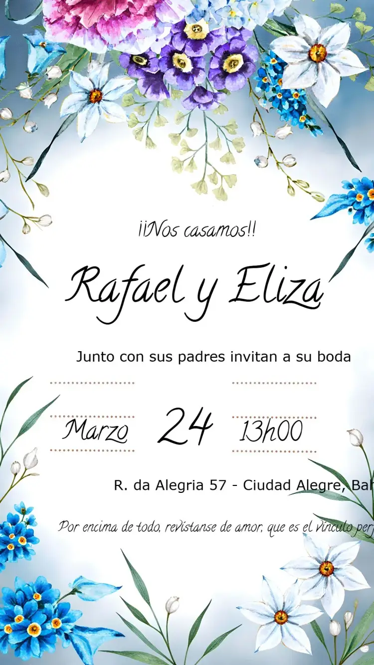 Invitación Boda Floral Acuarela