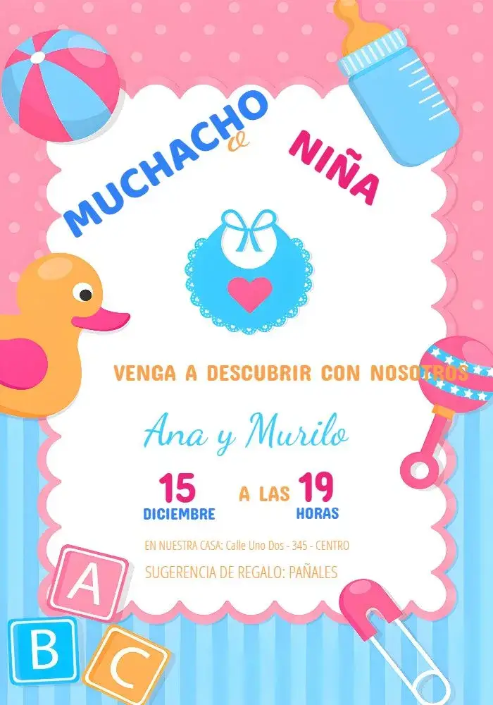 Invitación Baby Shower de Ositos editable y personalizable