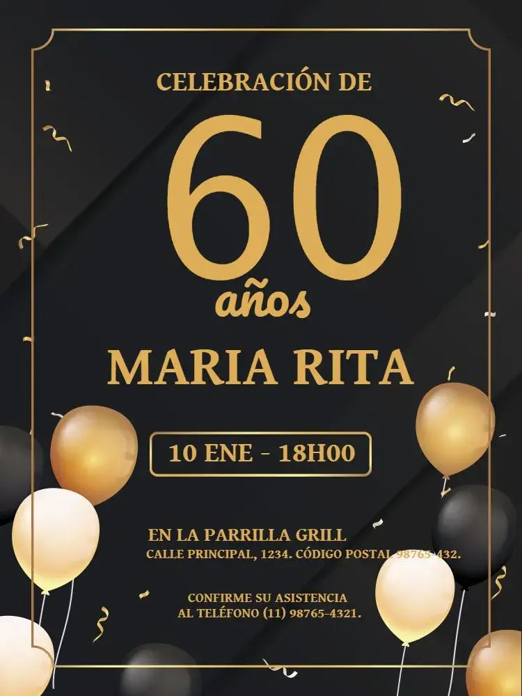 Invitación 60 Años Elegante Globo