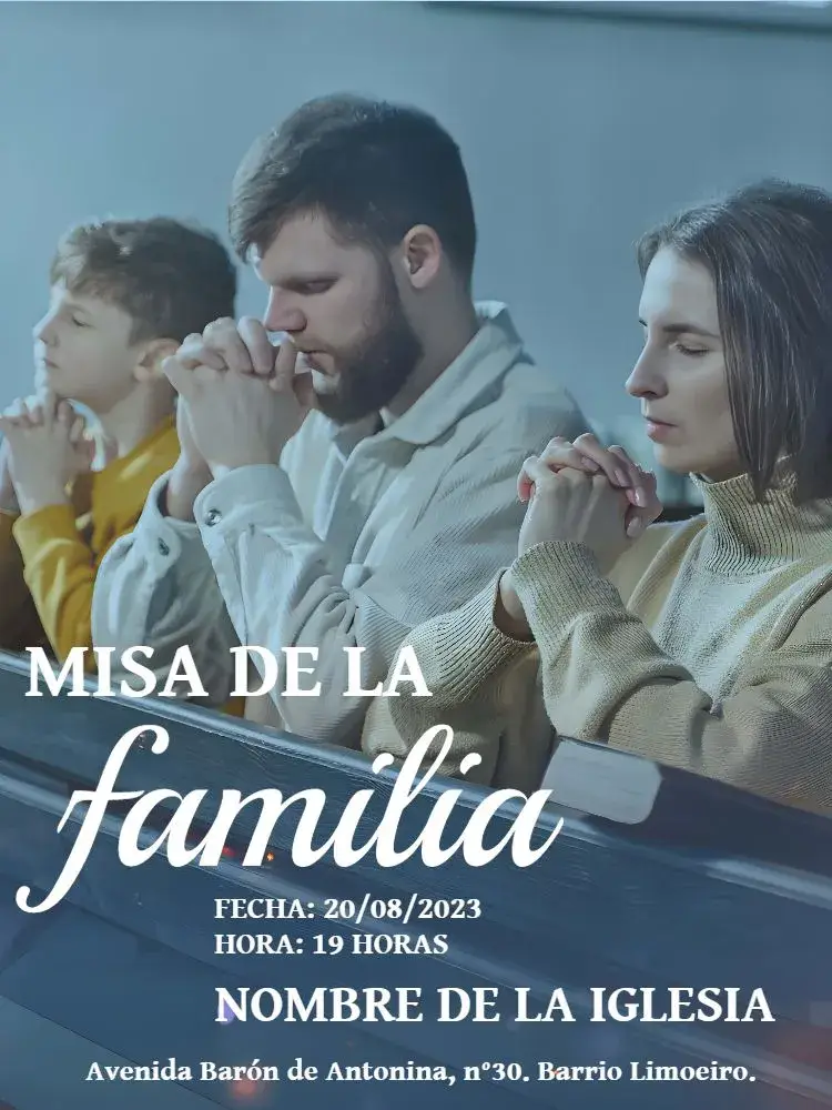 Invitación Folleto Para Santa Misa Iglesia Sagrada editable y personalizable