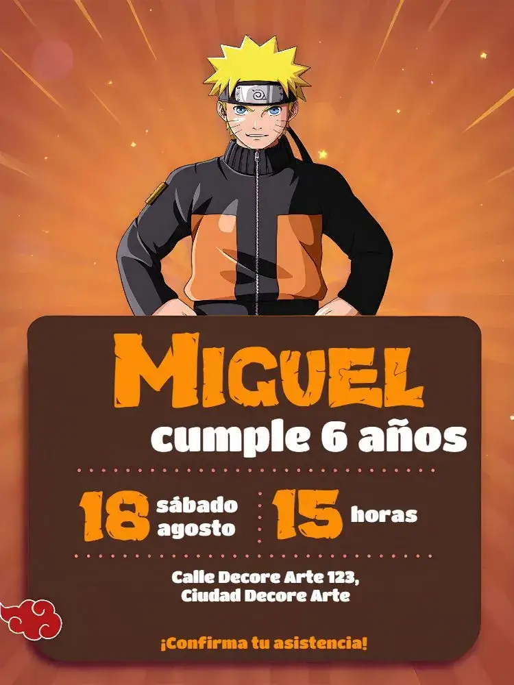 Invitación Naruto Naranja