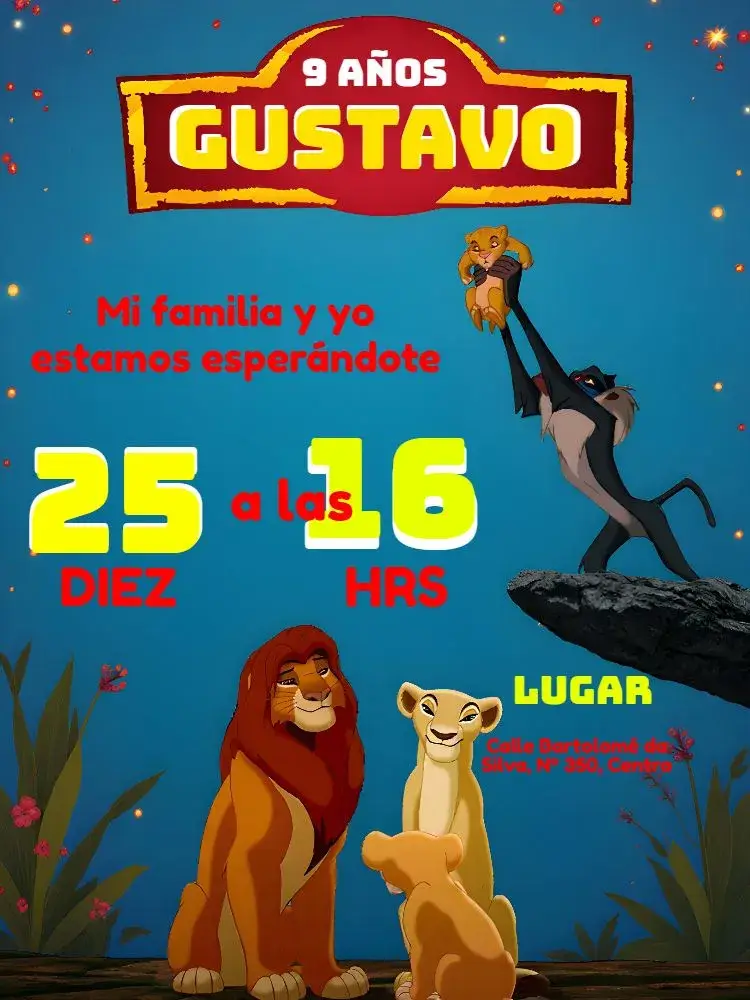 Invitación Rey León Simba