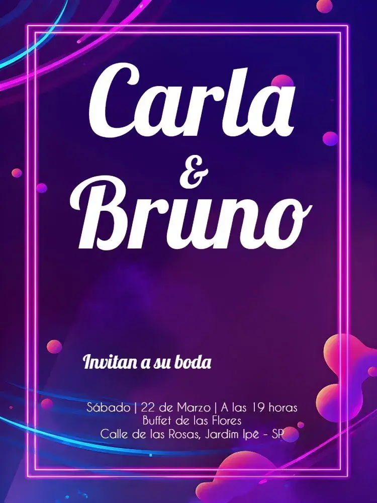Invitación Boda Neon Lila