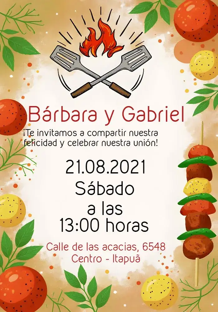 Invitación Boda Barbacoa Brasa