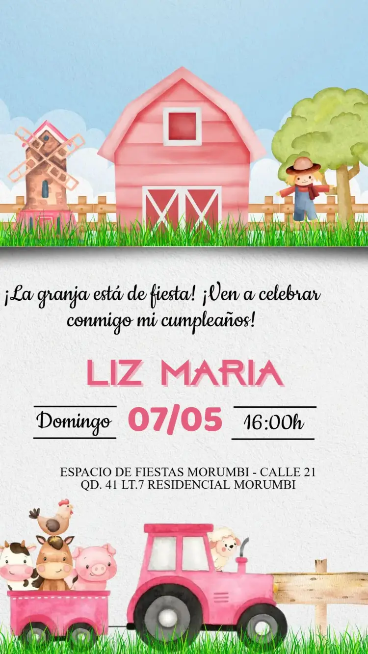 Invitación Cumpleaños Granja