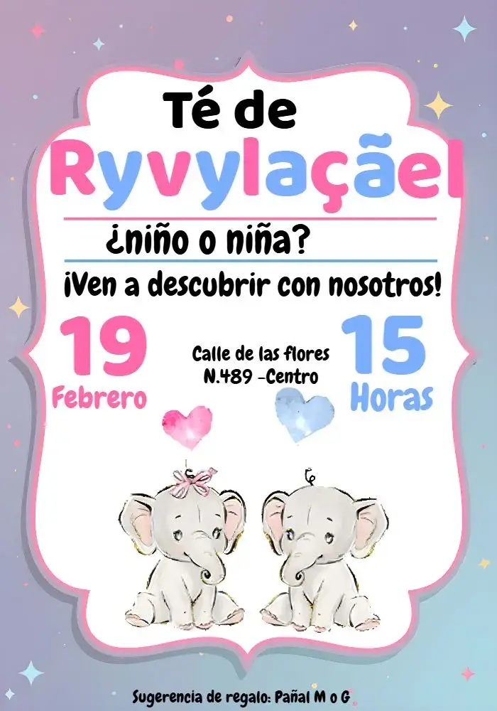 Invitación Baby Shower Elefantito Elefante
