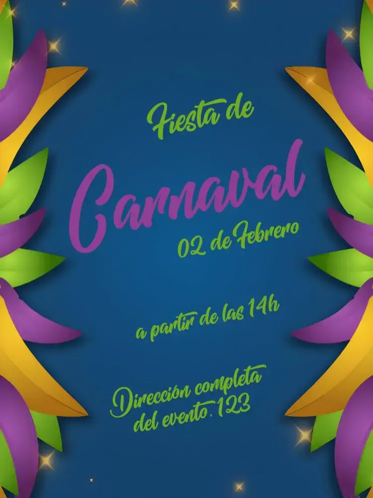 Invitación Fiesta Carnaval Morado