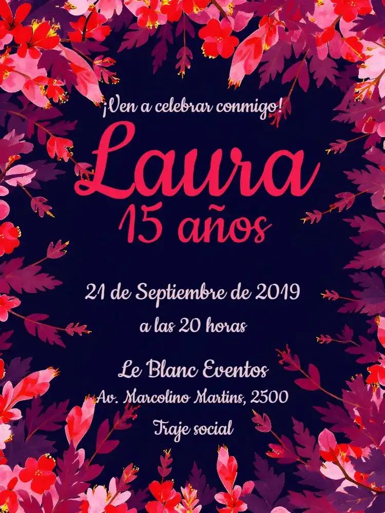 De 15 Años Floral - Flores Azules Y Rosas