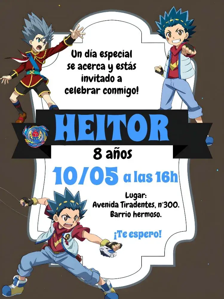Invitación Beyblade Azul