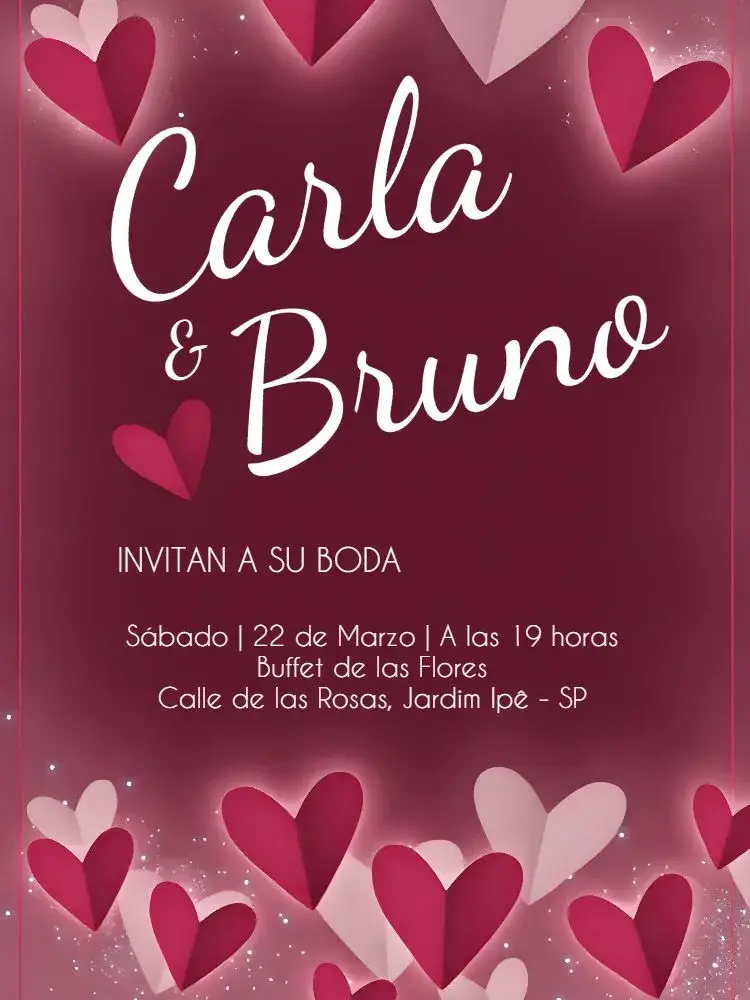 Invitación Boda Corazones Blanco