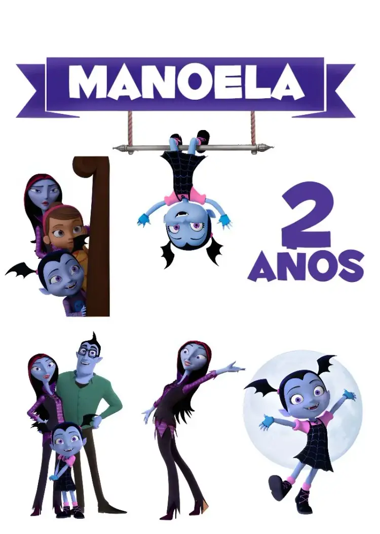 Invitación Topper de Pastel Vampirina Morado
