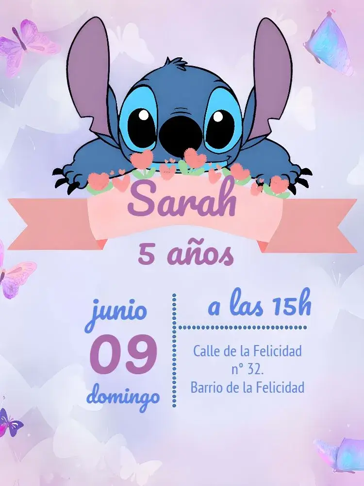Invitación Stitch Fiesta