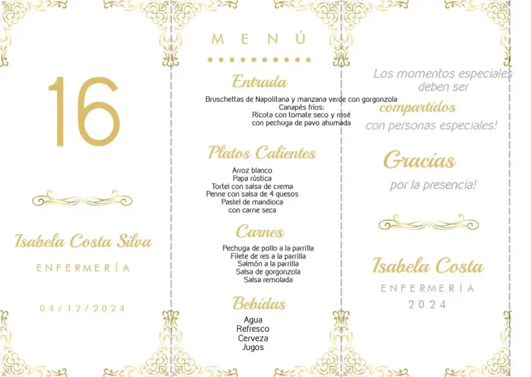 Invitación Menú Triángulo Graduación Dorado Triángulo