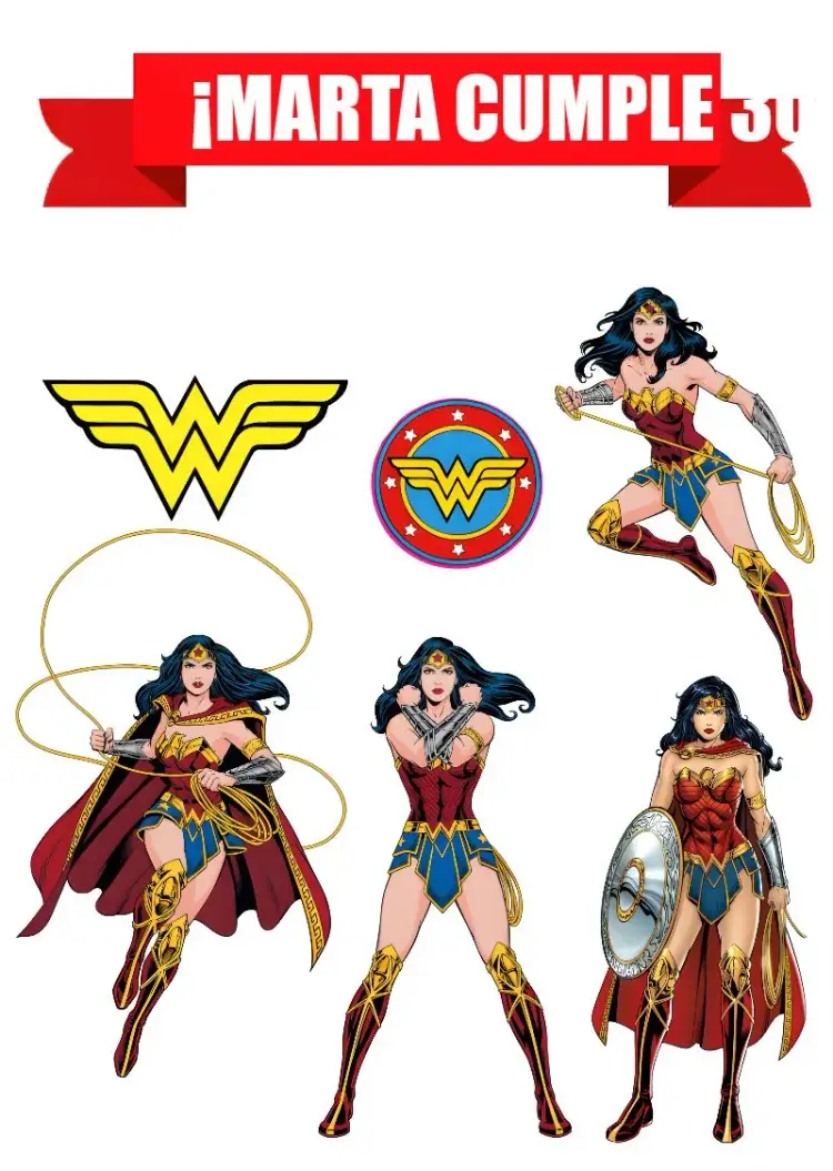 Invitación Topo De Bolo Mujer Maravilla Wonder