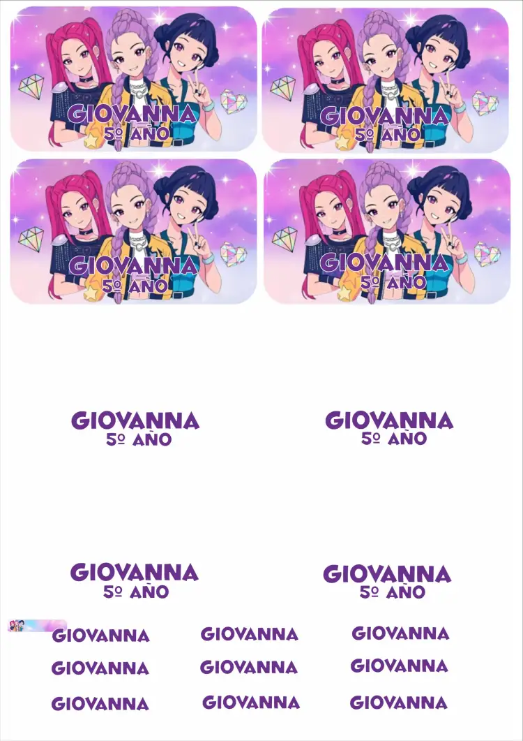 Invitación etiqueta escolar guerreras del kpop – tema Más buscados colorido, moderno, jovial, pop, dinámico, temático