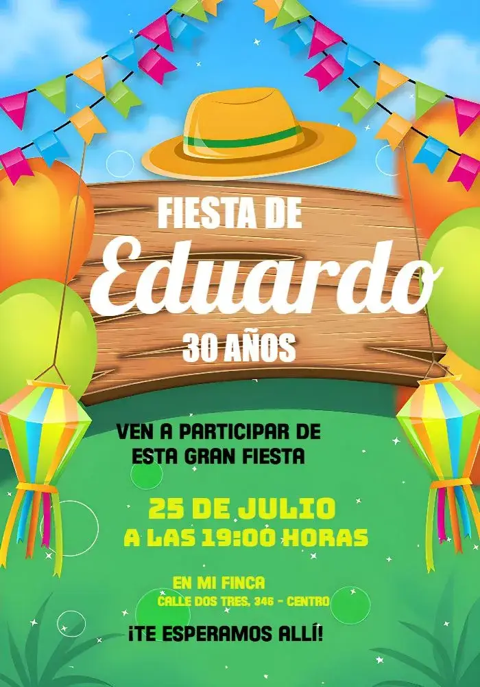 Invitación Fiesta Junina Arraiá Sãojoão