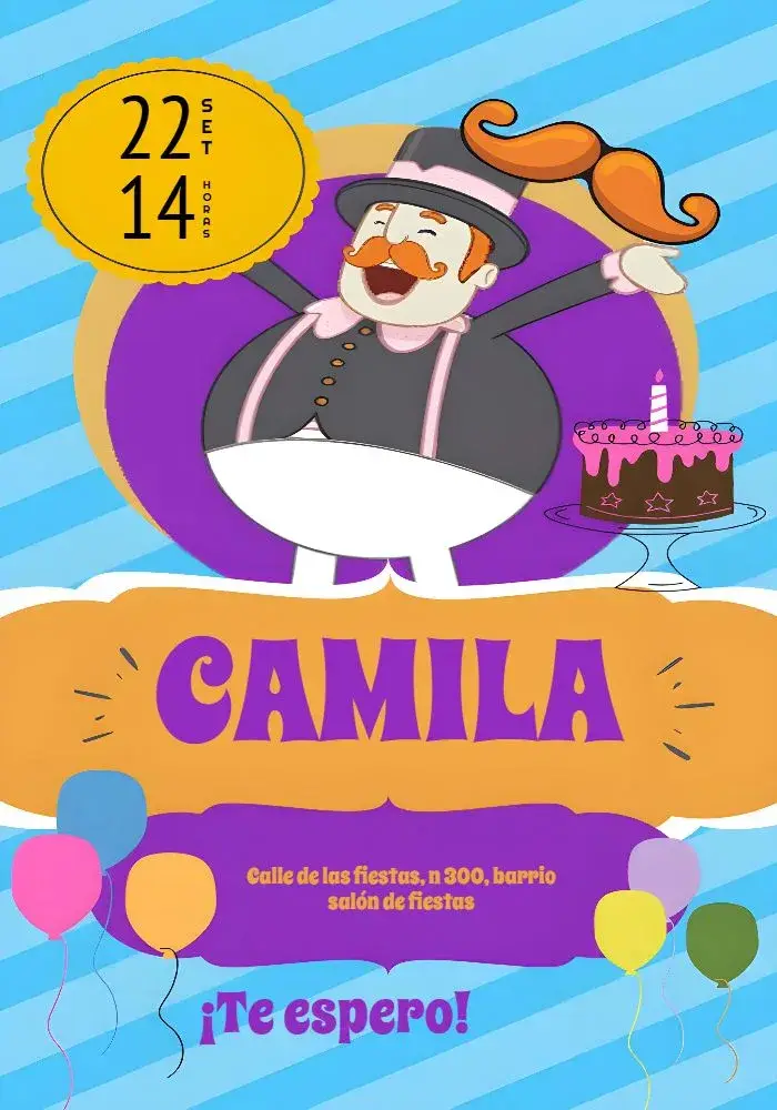 Invitación Infantil Mundo Bita Roxo