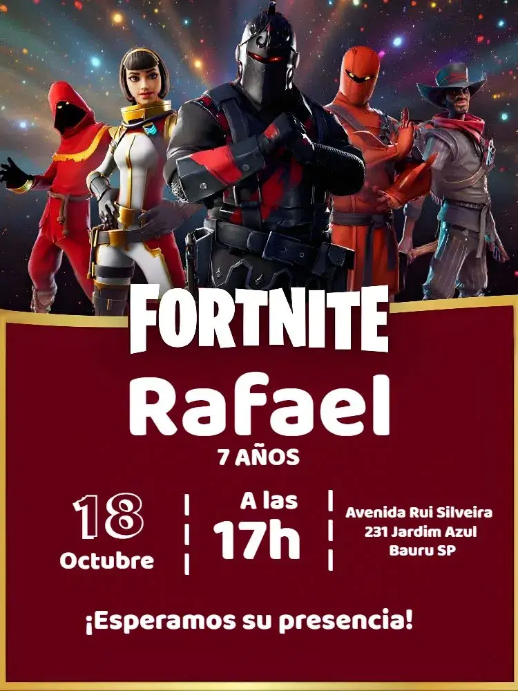 Invitación Fortnite Batle Royale Batalla