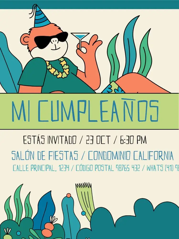 Invitación Para Niño Verde Animal