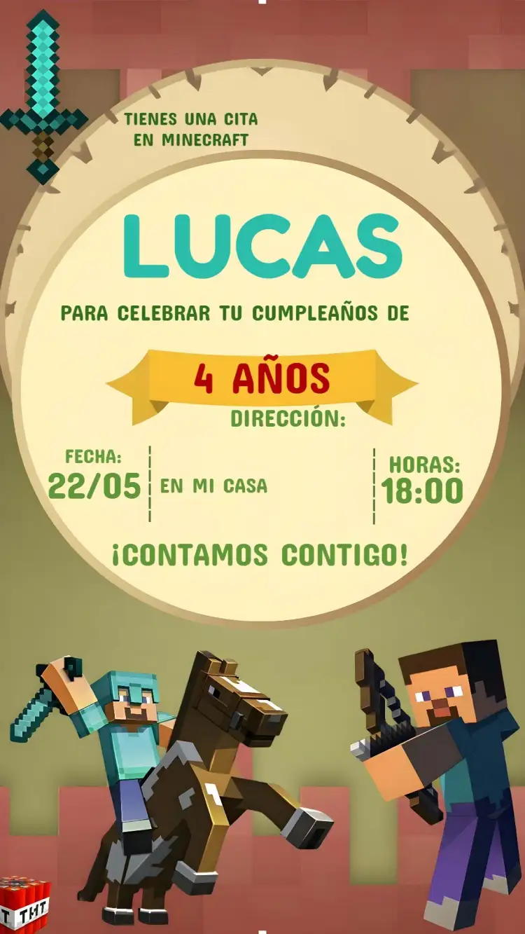 Invitación Minecraft Colorido – tema Cumpleaños Infantil colorido, gamer, moderno, divertido, infantil, temático