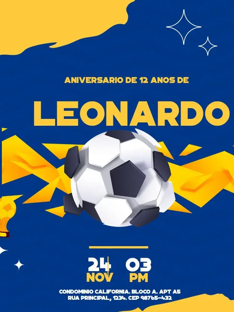 Invitación Equipo de Fútbol Moderno Azul