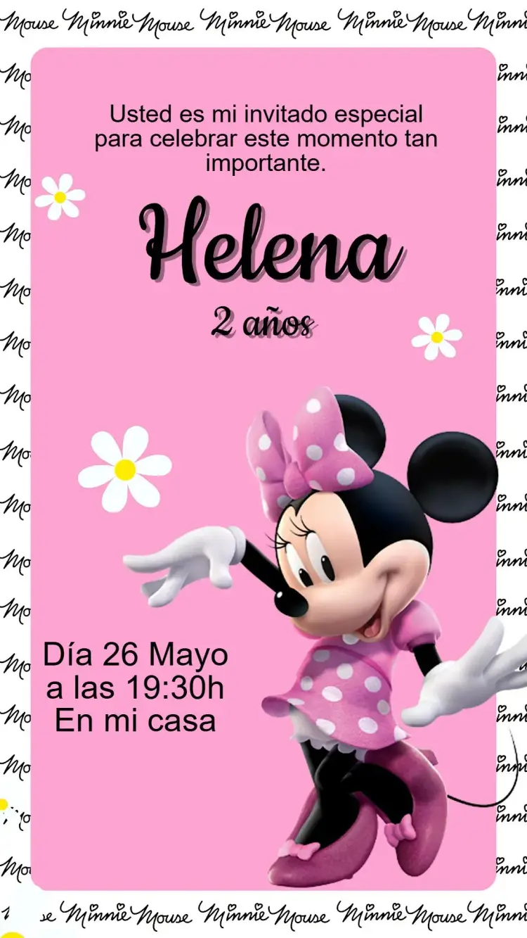 Invitación Cumpleaños Minnie Rosa