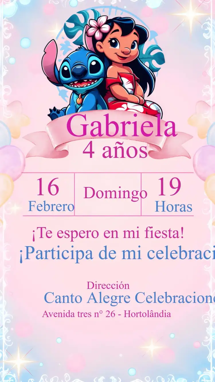 Invitación Stitch Colorido – tema Más buscados colorido, temático, divertido, infantil, animado