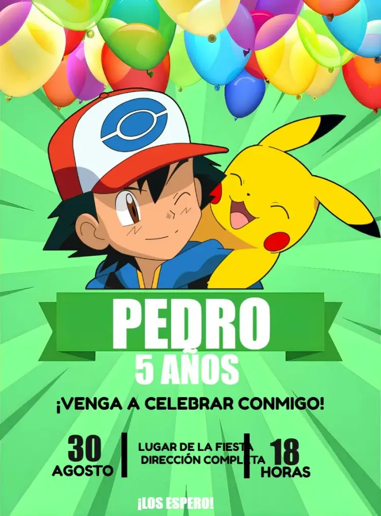Invitación Pokemon Infantil
