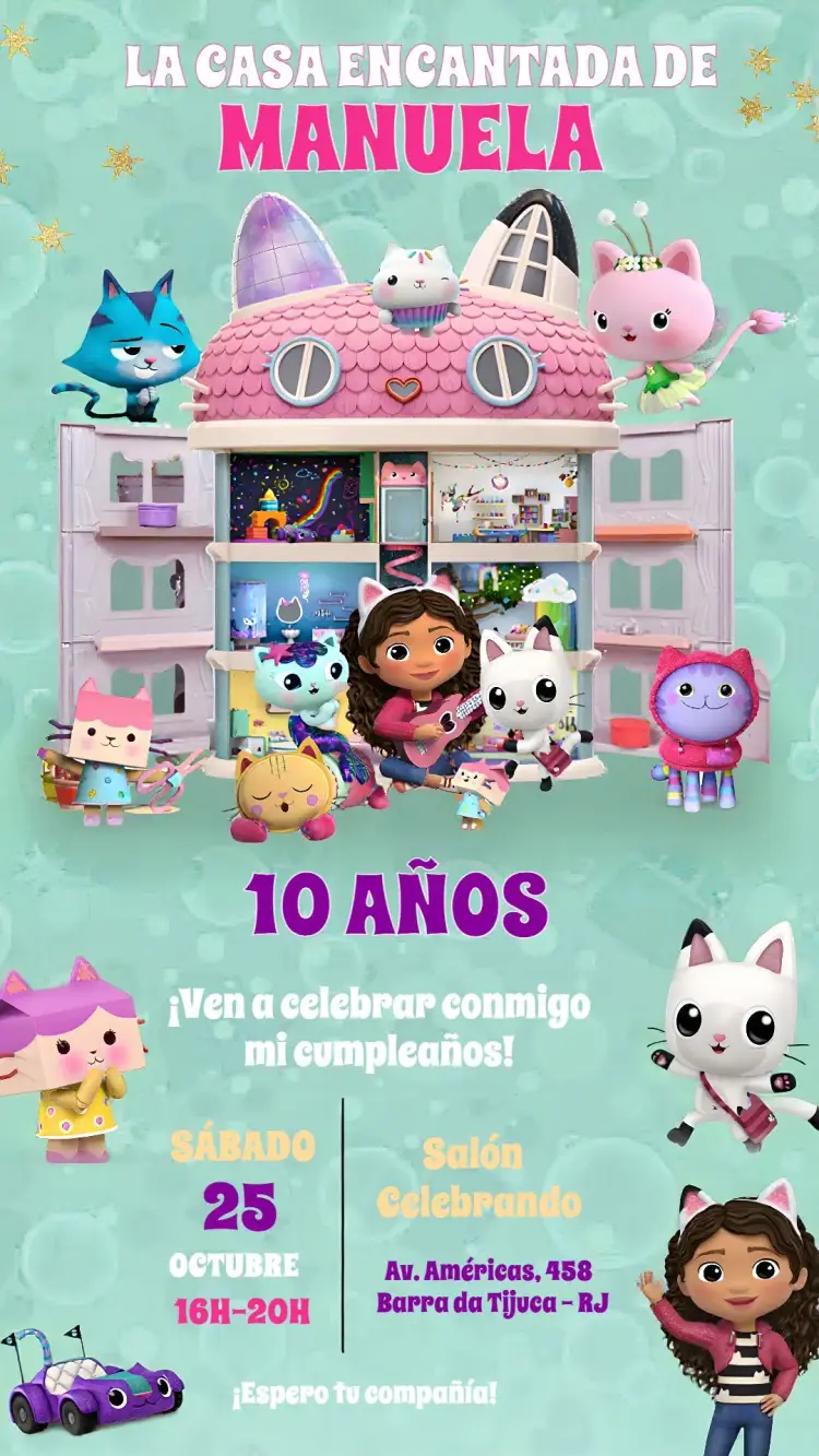 Invitación La Casa Mágica De Gabby Bichitos