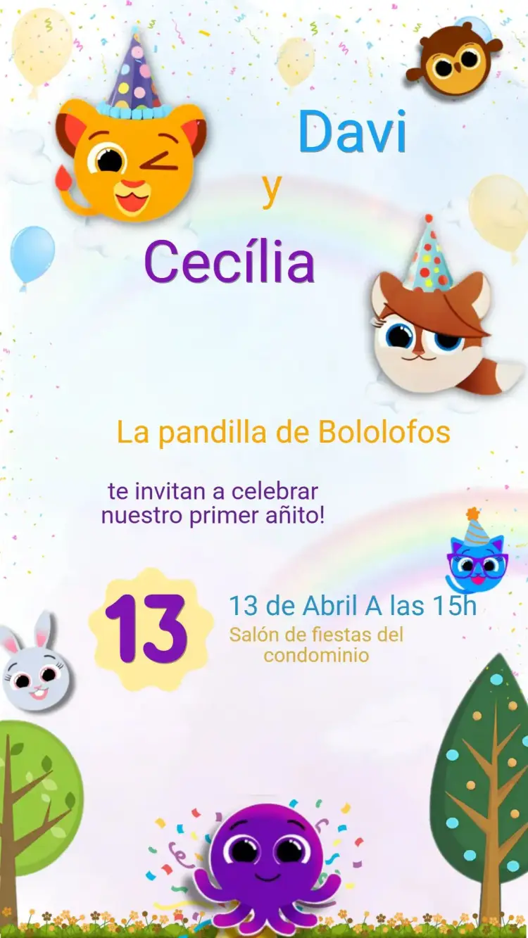 Invitación Cumpleaños BOLOFOFOS