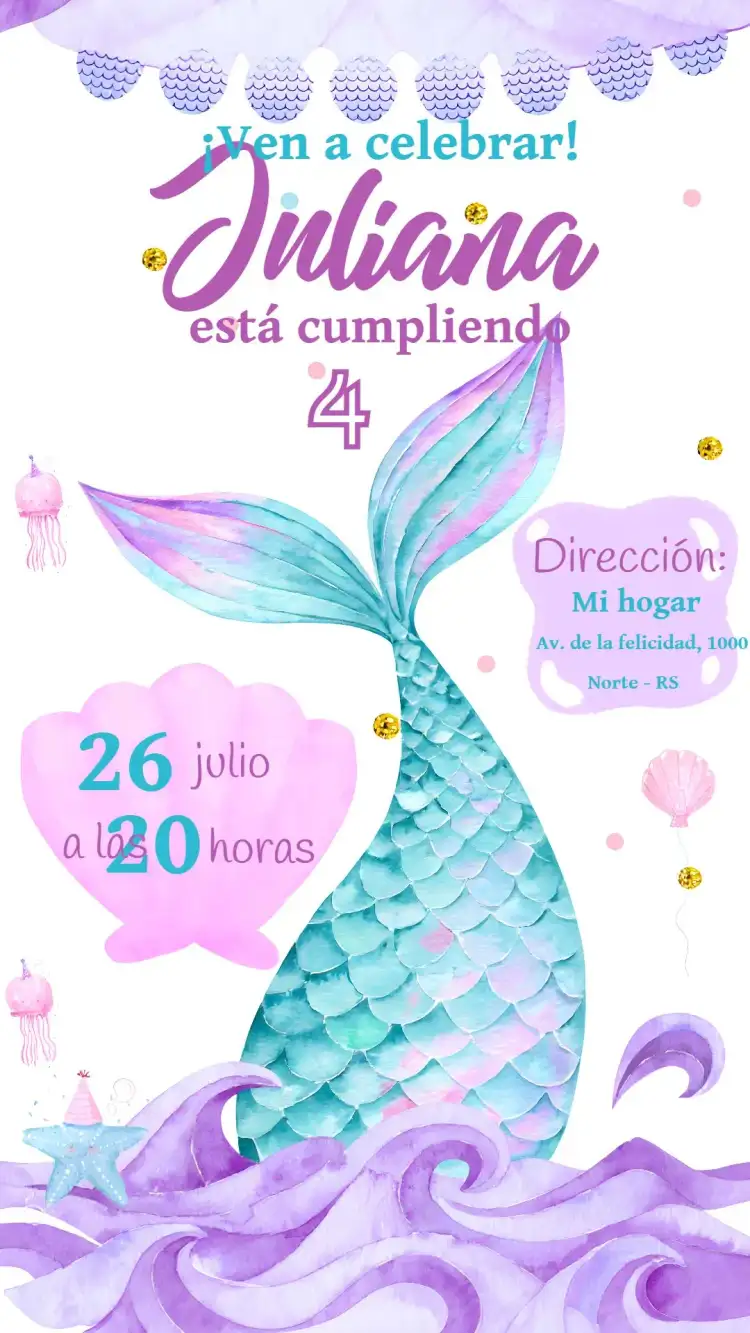 Sirena Fondo Del Mar Infantil
