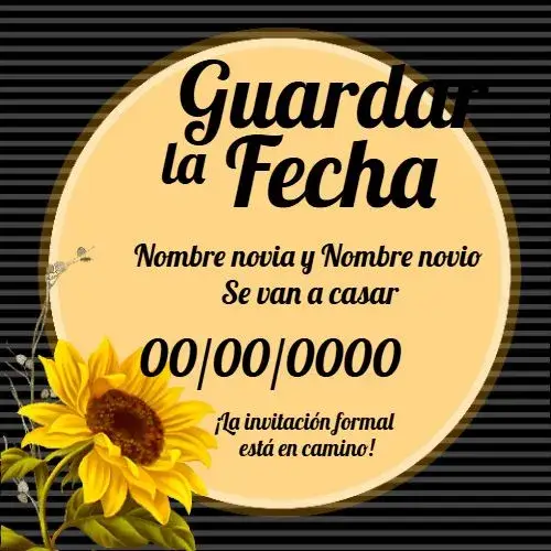 Invitación Save The Date Girasol Oscuro Digital