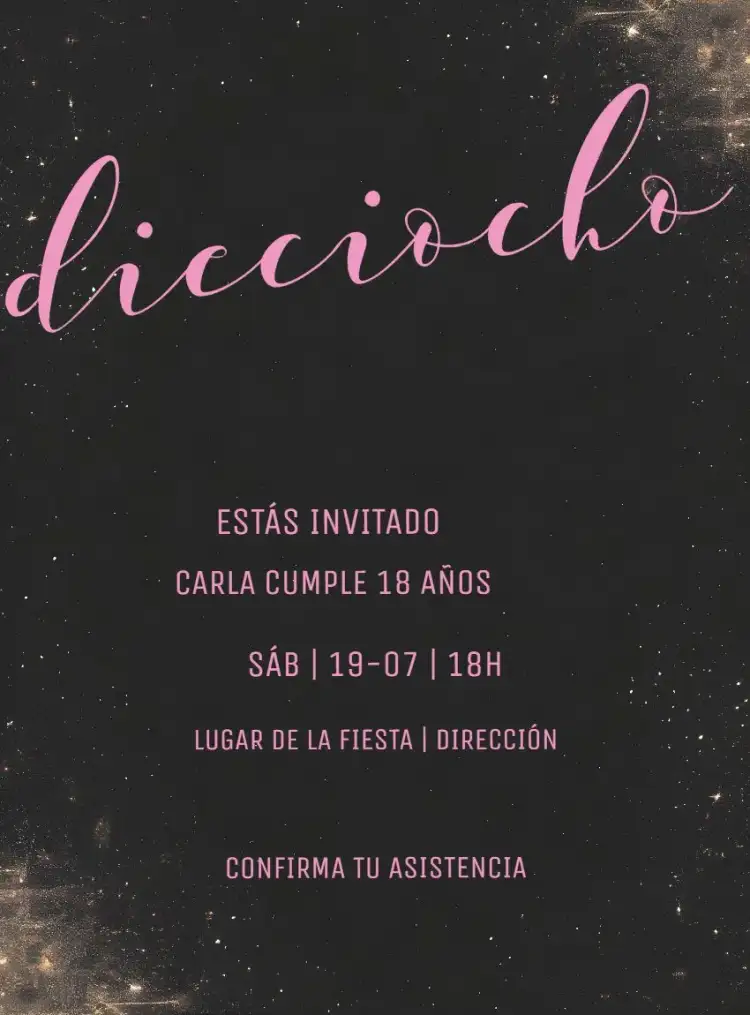 Minimalista Negro y Rosa 18 Años Mujer