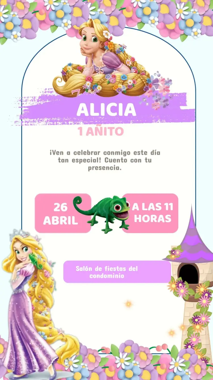 Invitación Enredados Princesa Infantil – Editable