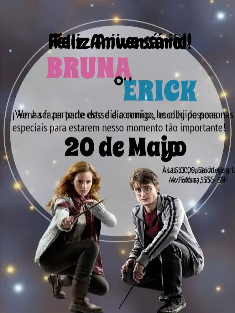 Invitación Harry Potter Hp – tema Cumpleaños Infantil mágico, aventurero, de fantasía, alegre, colorido, temático