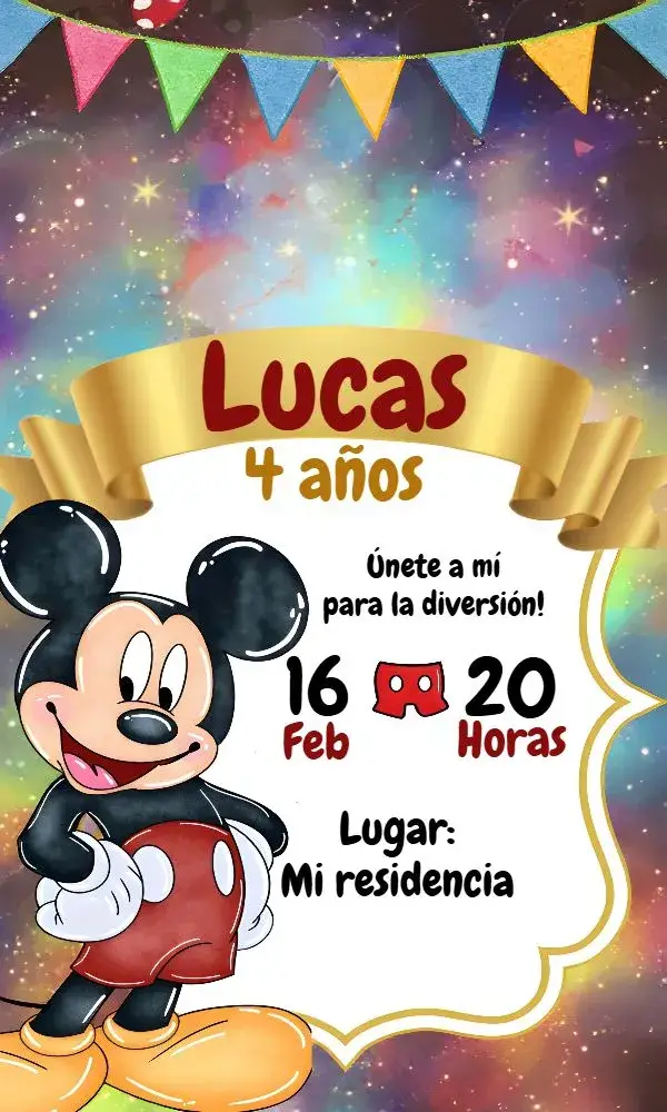 Invitación Mickey Mouse Colorido