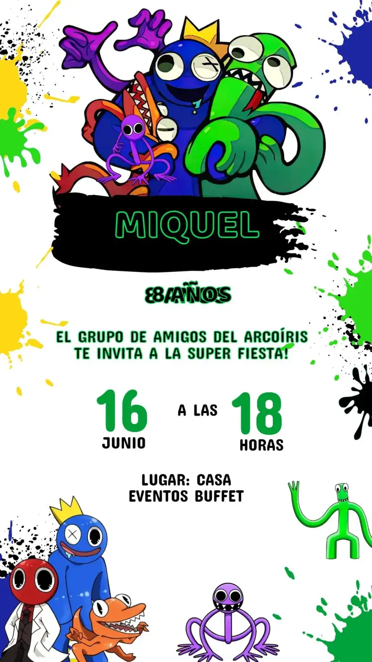 Invitación Cumpleaños Amigo Rainbow