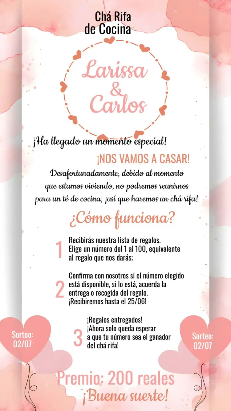 Invitación Té Rifa De Cocina Corazones Rosa – tema Despedida de Soltera corazones, rosa, neutro, minimalista, moderno