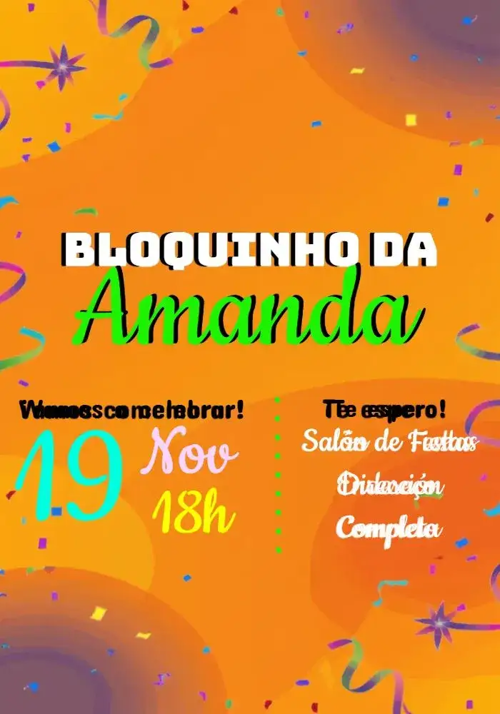 Invitación Carnaval Rosa – tema Fechas Conmemorativas colorido, divertido, tropical, vibrante, artístico, festivo