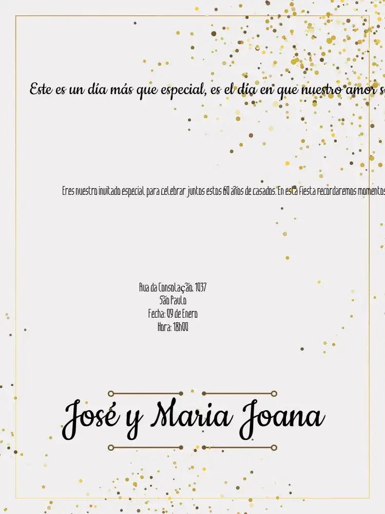 Invitación Celebración de Bodas de Diamante