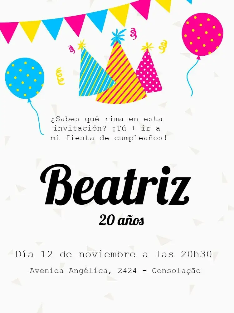 Invitación En línea – tema Cumpleaños colorido, festivo, divertido, alegre, moderno