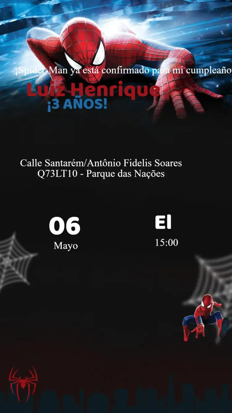Invitación Cumpleaños Hombre Araña